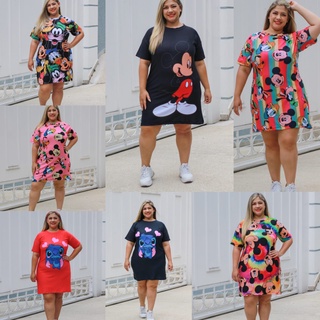 Vestido de Malha Feminino Estampado Plus Sizes