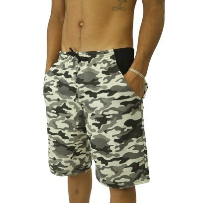 Kit 5 Bermudas Moletom Camuflada Academia Treino Masculinas 100% Algodão Cores Sortidas Bolso 2 — imagem 2 de 2