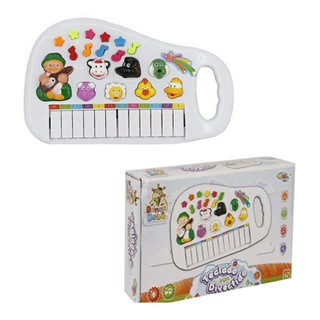 Piano Teclado Infantil Musical Bichos Fazendinha Azul Art Brink