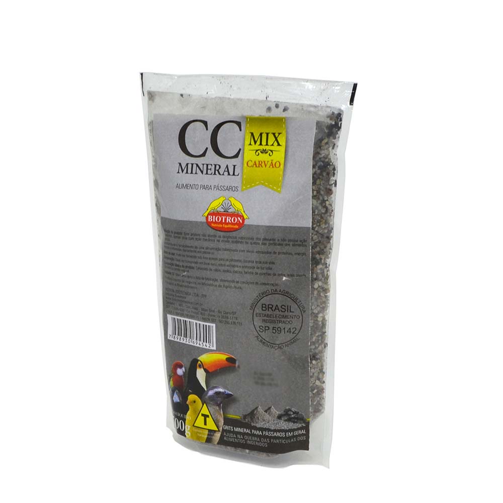 Biotron CC Mineral Mix Especial com Carvão 500g Fonte de Cálcio para Pássaros e Aves Ajuda Digestão