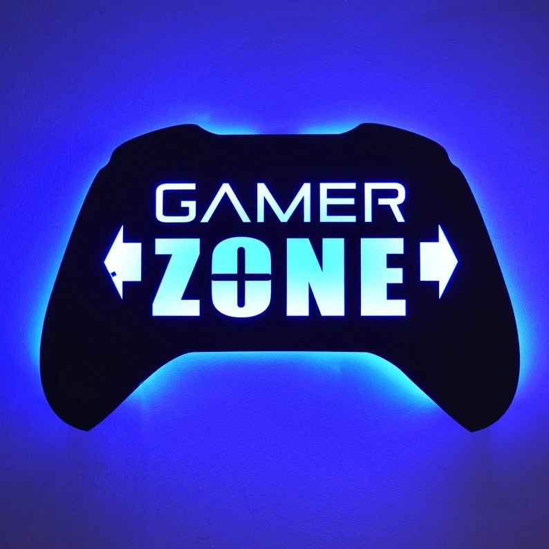 Quadro de Led Gamer Zone Painel Luminoso RGB Quarto Gamer