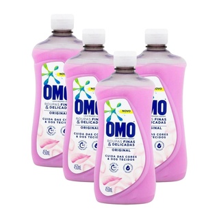 Kit 4 Lava-Roupas Omo Líquido Roupas Finas e Delicadas Original 450ml