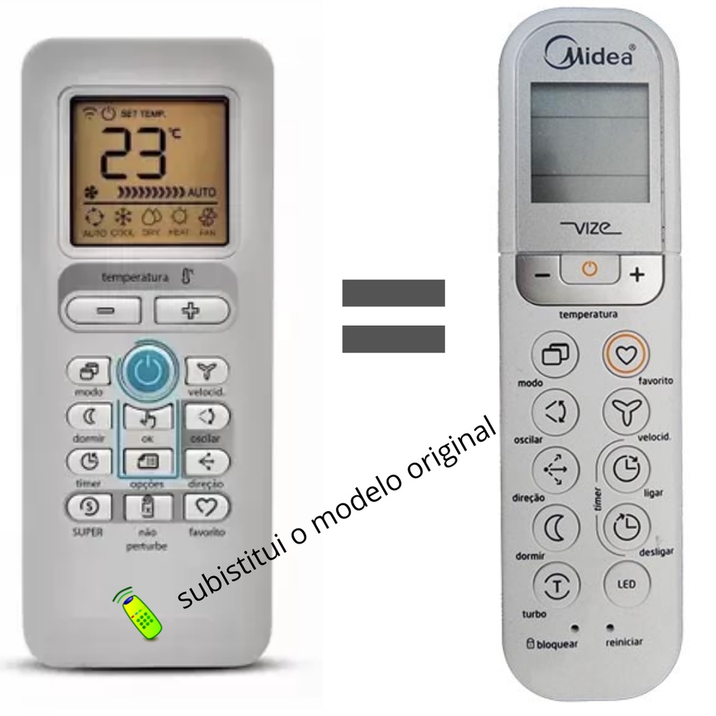 Controle Remoto Compatível Ar Condicionado Split Midea Vize Inverter - 2311102