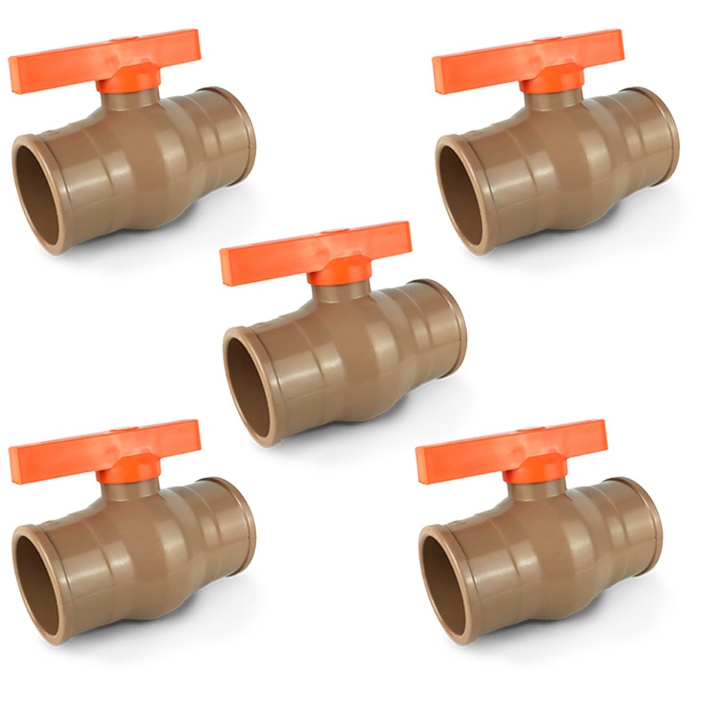 5 x Registro Esfera 25mm (3/4) Soldável Monobloco Marrom PVC em Oferta na Shopee