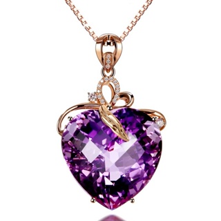 Moda Feminina Luxuosa Pingente Ametista Em Forma De Coração 18K Ouro Colorido Pedra Preciosa Colar Natural em Oferta na Shopee