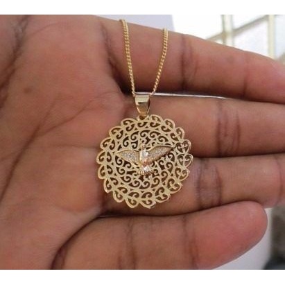 Colar Gargantilha Pomba Divino Espirito Santo Folheado Ouro em Oferta na Shopee