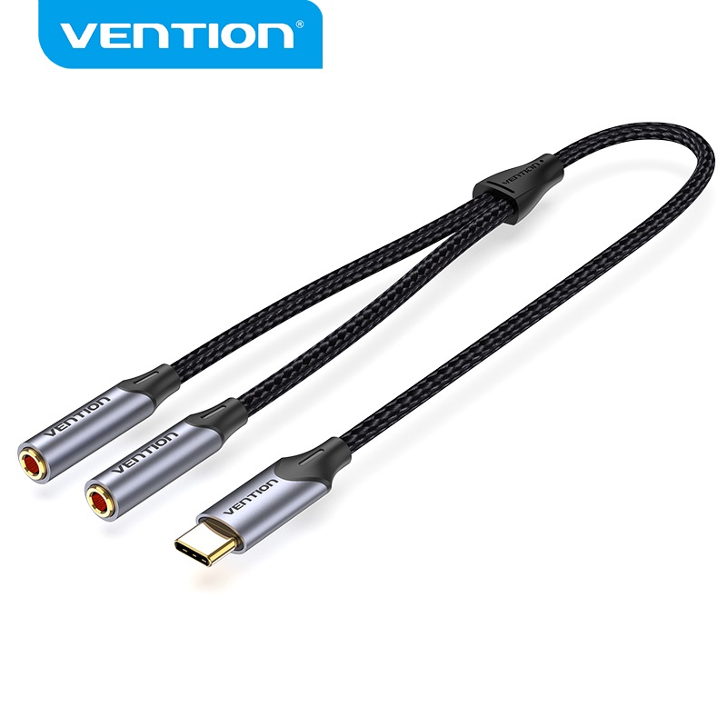 Venção Tipo C Para dual Fone De Ouvido/E mic Jack Adaptador Macho Fêmea laptop Celular tablet
