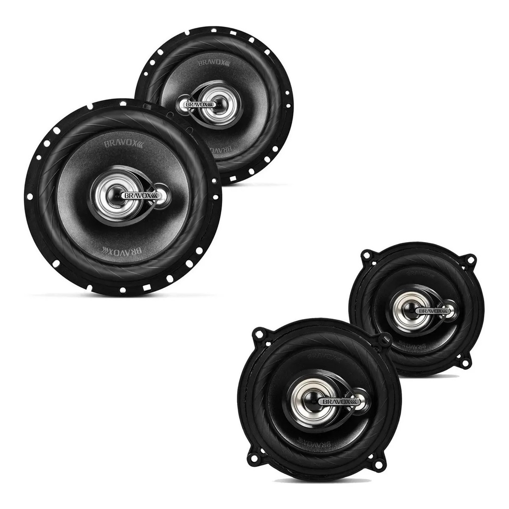 Kit 4 Alto Auto Falantes Bravox Tr6u 6 Pol + 5 Pol Tr55u Som - Spare Parts and Accessories for Vehicles