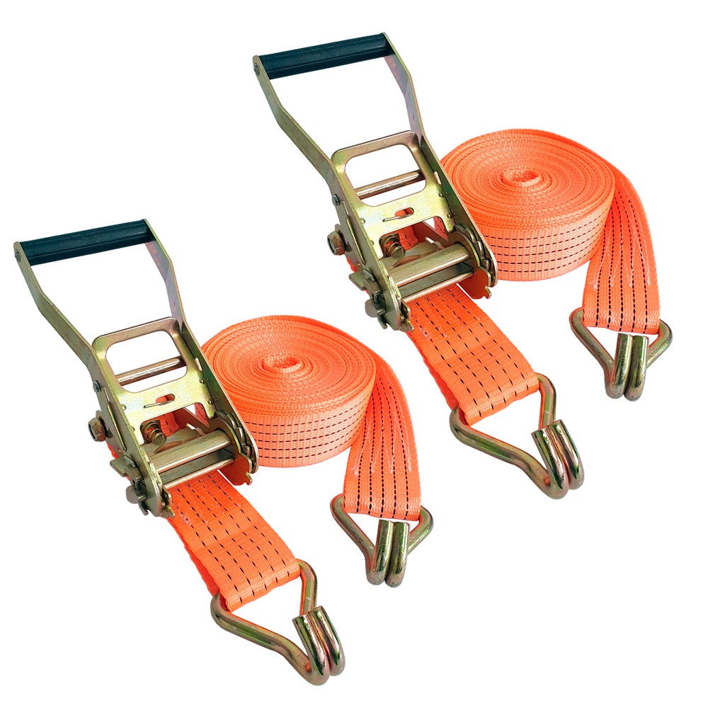 Jogo 2 Cintas de Amarração Catraca 10m x 50mm 3 Ton Charbs