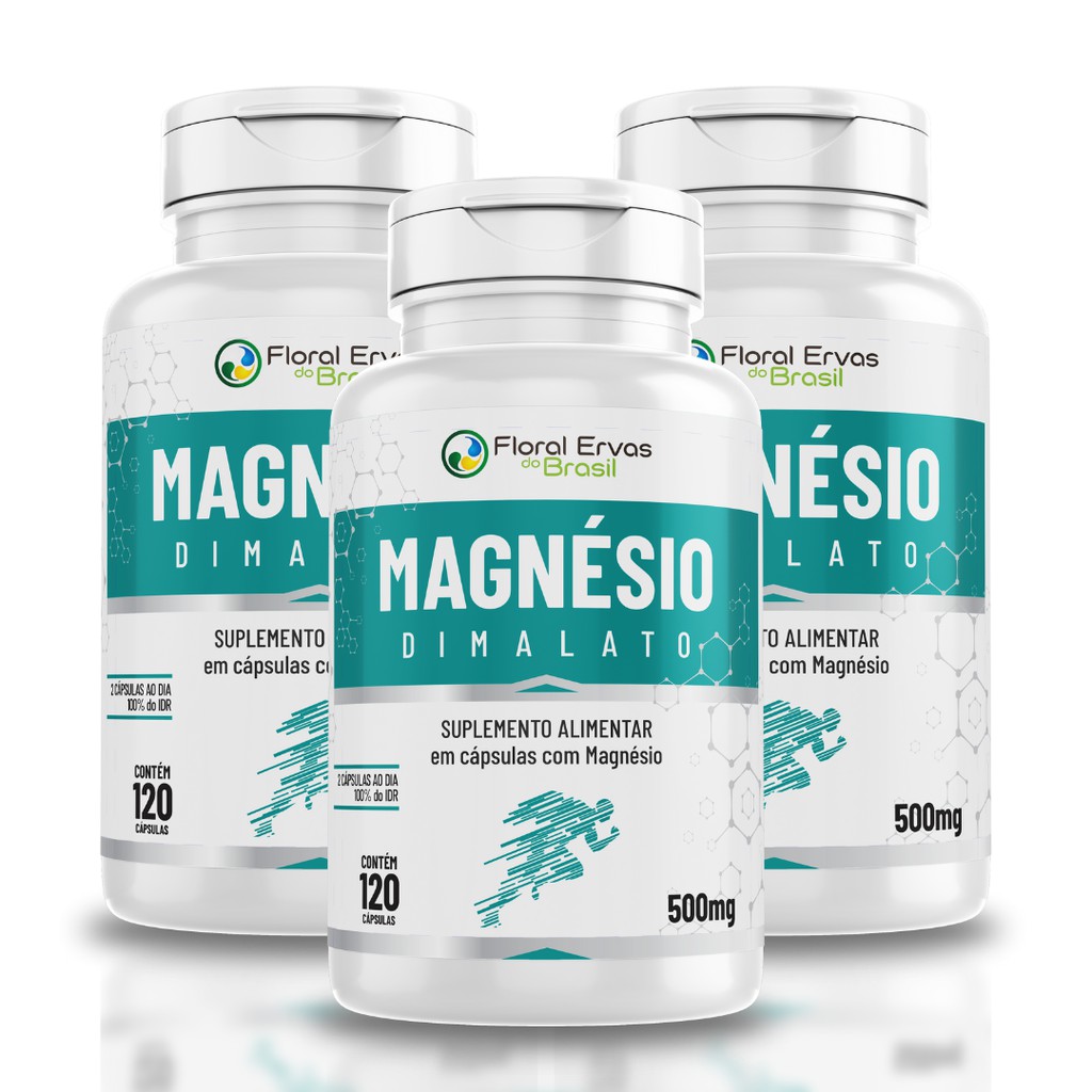 Magnesio Dimalato 500mg Alta Pureza 3x 120 Capsulas Com Laudo ...