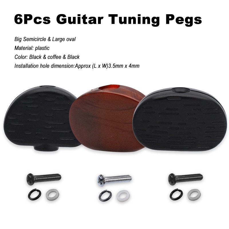 6 Pcs Plástico Guitarra Tuning Pegs Tuners Máquina Cabeças Botão Substituição Alça Butterbean Cap Ponta