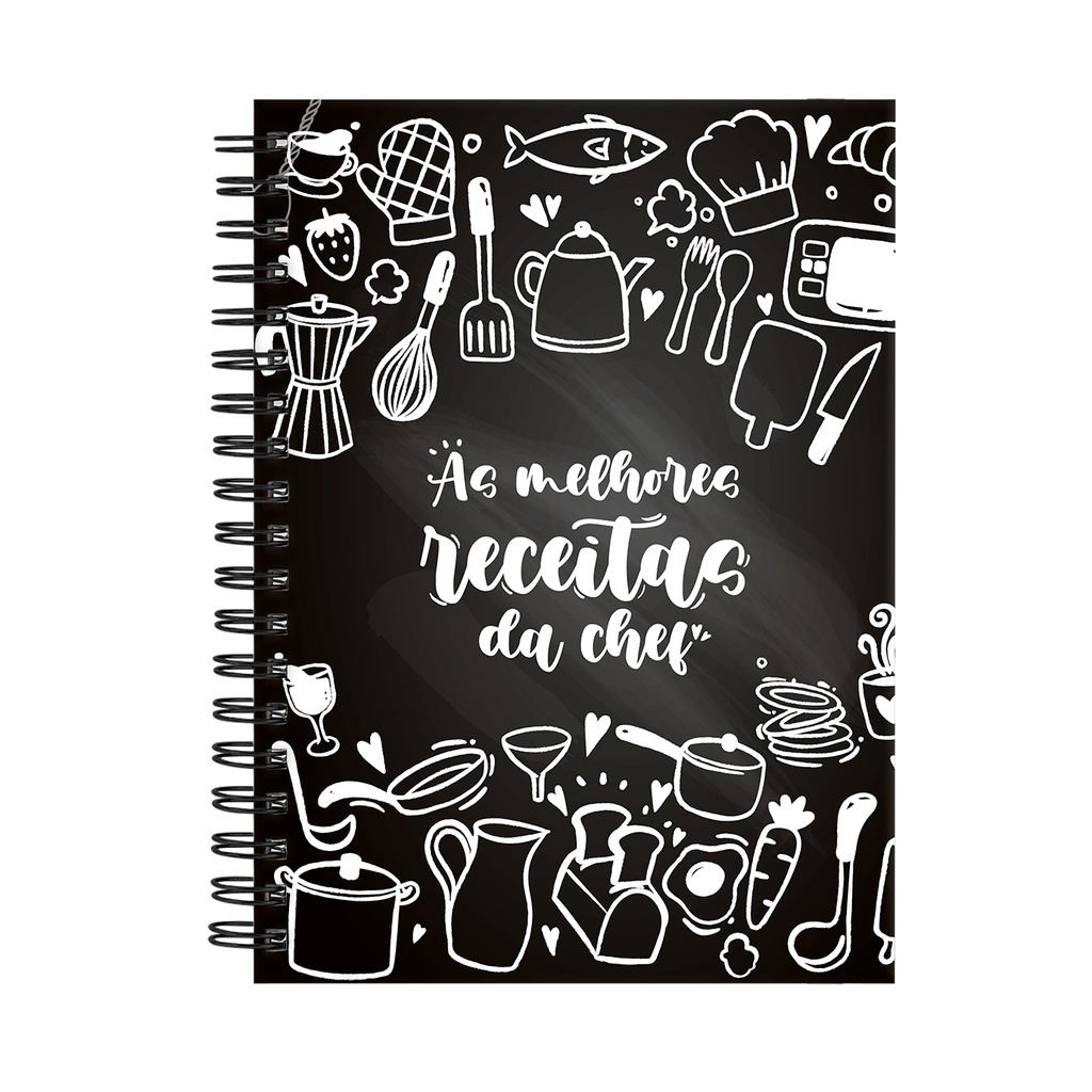 Caderno de Receitas Melhores Receitas da Chef Lousa Preto Branco 18x25cm — R$ 44,90 em Shopee