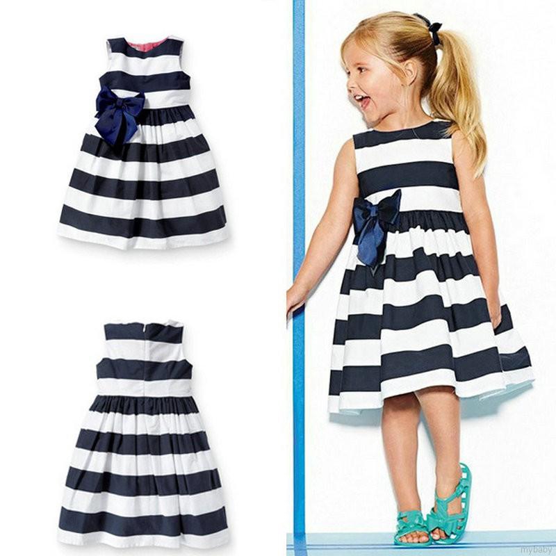 vestido infantil listrado preto e branco