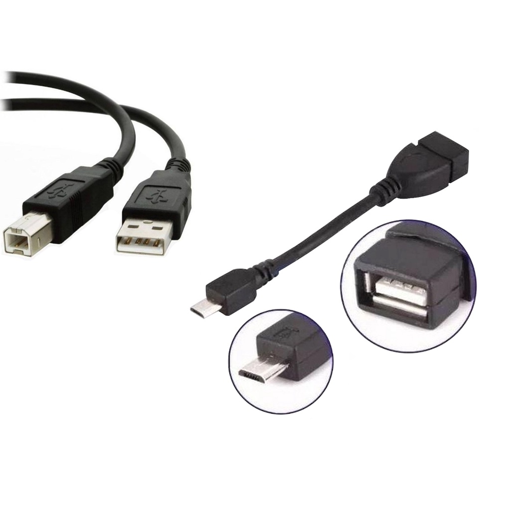 Otg Micro Usb V8 + Cabo Para Impressora Epson Usb / AM BM Cabo Adaptador Impressão Com 2 Metros