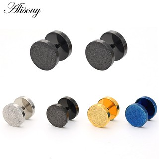 2Pcs Brinco Gótico Preto De Aço Inoxidável Redondo De Cavilha
