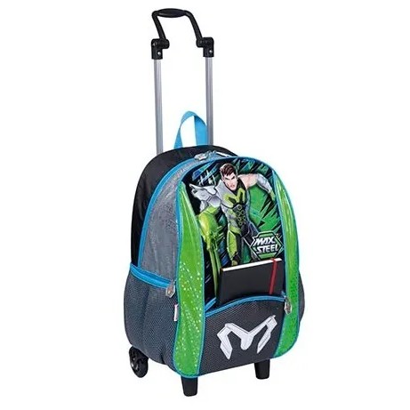 Mochila Escolar Max Steel Tam G Rodinhas 18y Sestini