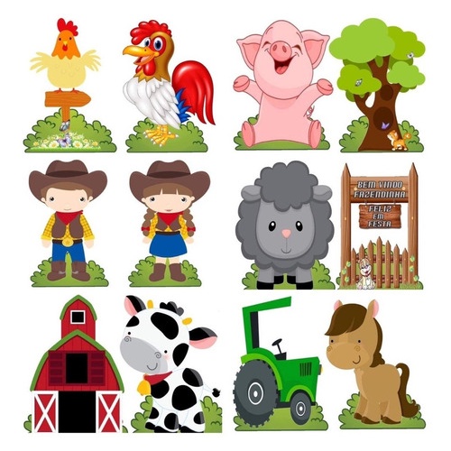 Decoração Fazendinha - 10 Displays De 30cm
