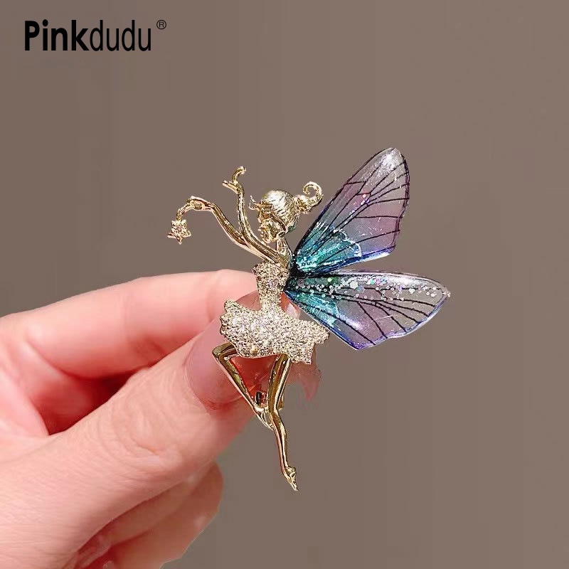 Broche Feminino Anjo De Zircônia Incrustada De Liga Metálica Com Lantejoulas PD833
