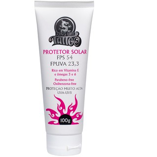 Protetor Solar para tatuagem FPS 54 Long Life 100g Toque Seco e Alta Proteção