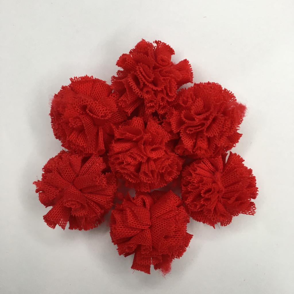 POMPOM DE MALHA VERMELHO /10 unidades