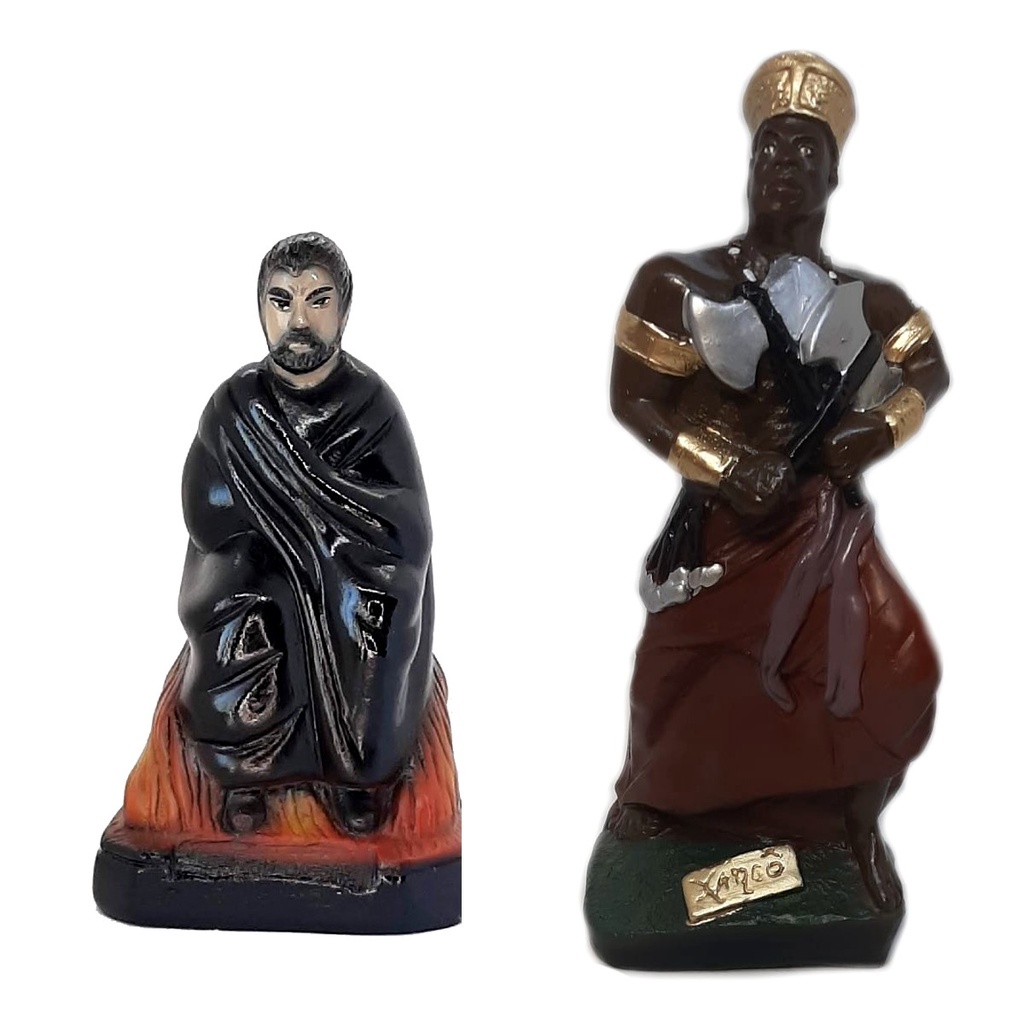 Estátuas em gesso Exu Capa preta + Xangô preto umbanda candomblé