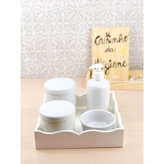 Kit Higiene Bebê Porcelana Bandeja Mdf 5 peças em Oferta na Shopee