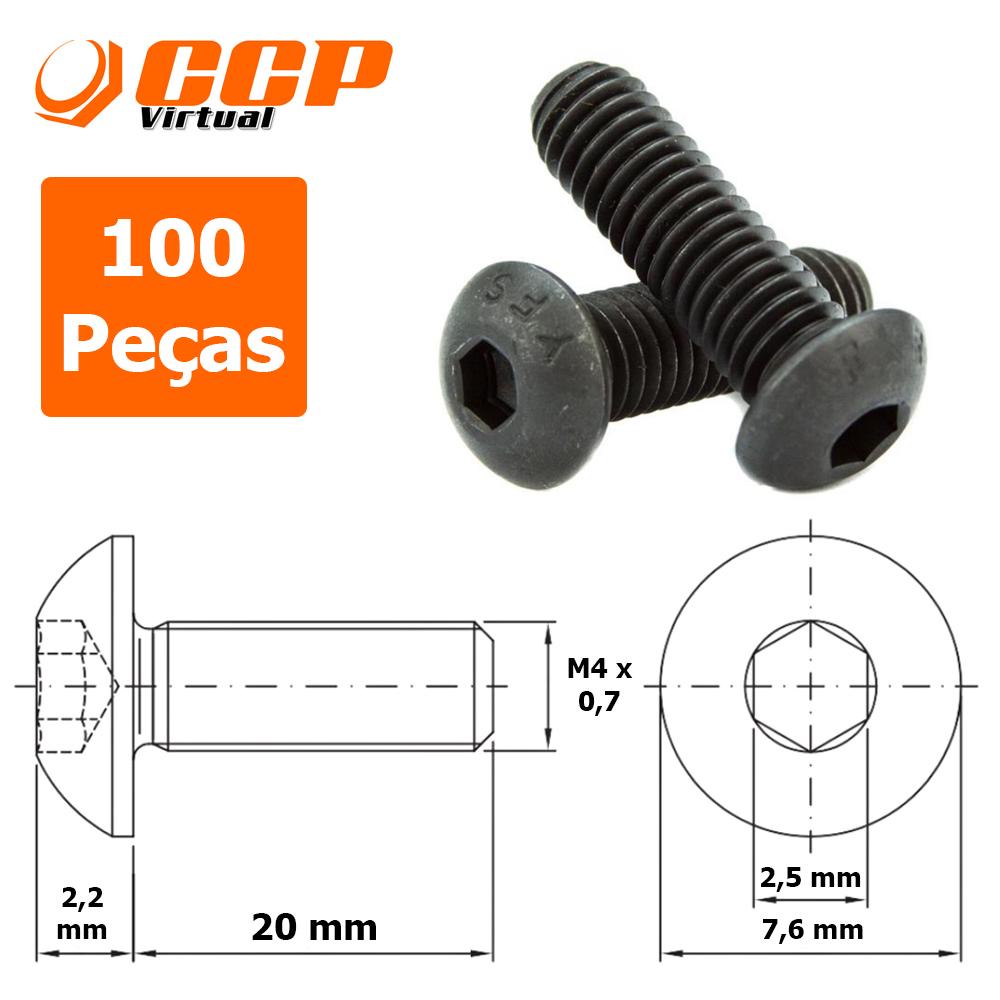 Parafuso Allen Aço Liga Cabeça Abaulada M4 x 20 - 100 Peças - Escorrega ...