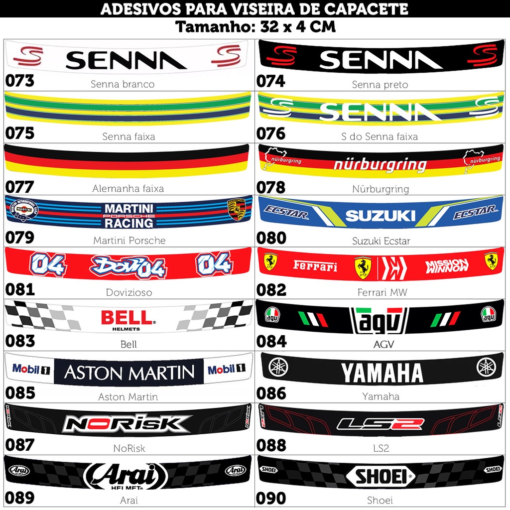 Adesivo Para Viseira De Capacete Vários Modelos Parte 3