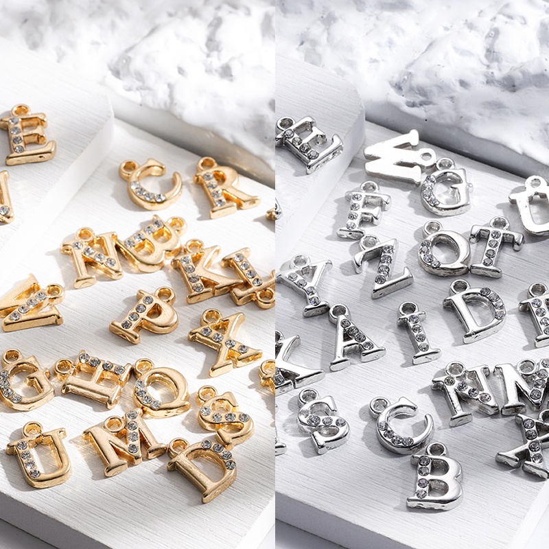 26pcs Liga Com Pingente De Letra De Diamante Para Produção De Pulseiras De Colar em Oferta na Shopee