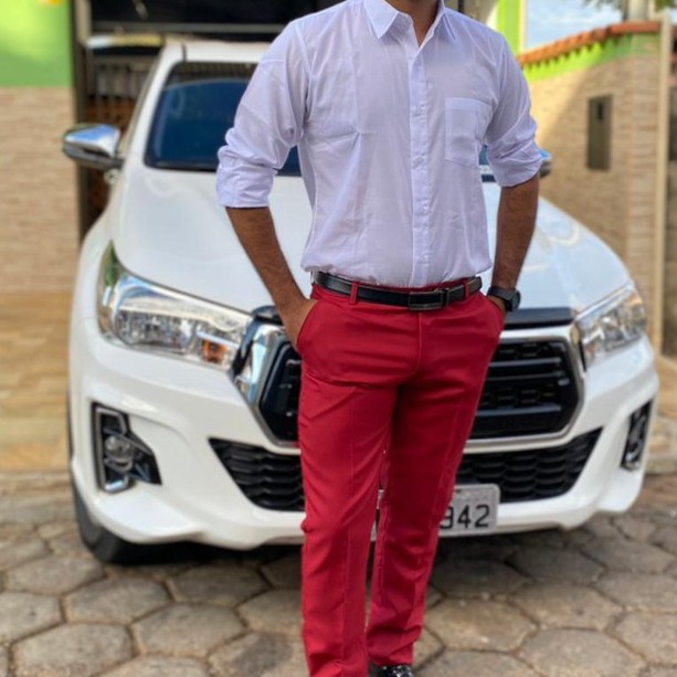 calça social masculina marsala oxford slim  - promoção