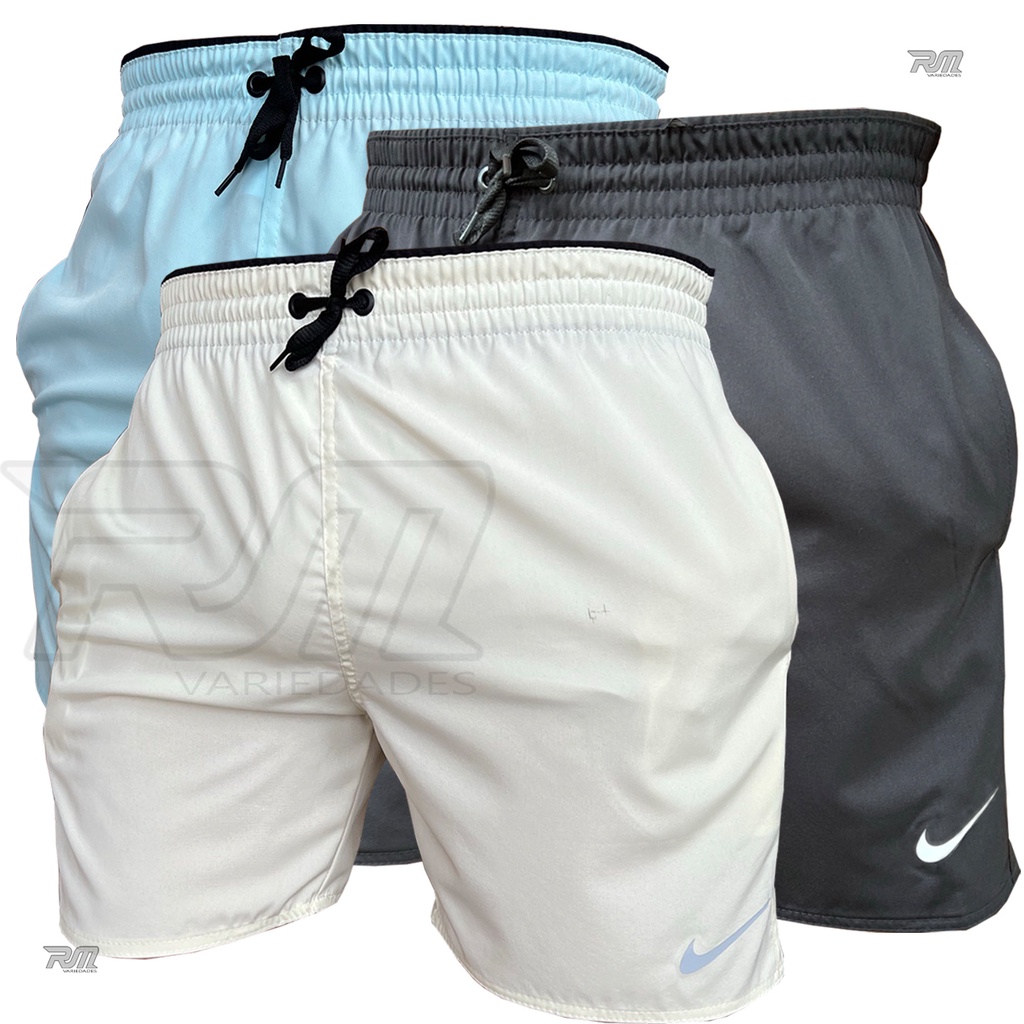 Kit 3 Short de Elastano Dry fit Bermuda de Praia Piscina e Academia