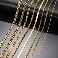 Vnox 16-24 Inches Fashion Luxury Men's Women's Fashion Solid 18k Gold Chain Necklace Bride Wedding Engagement Jewelry