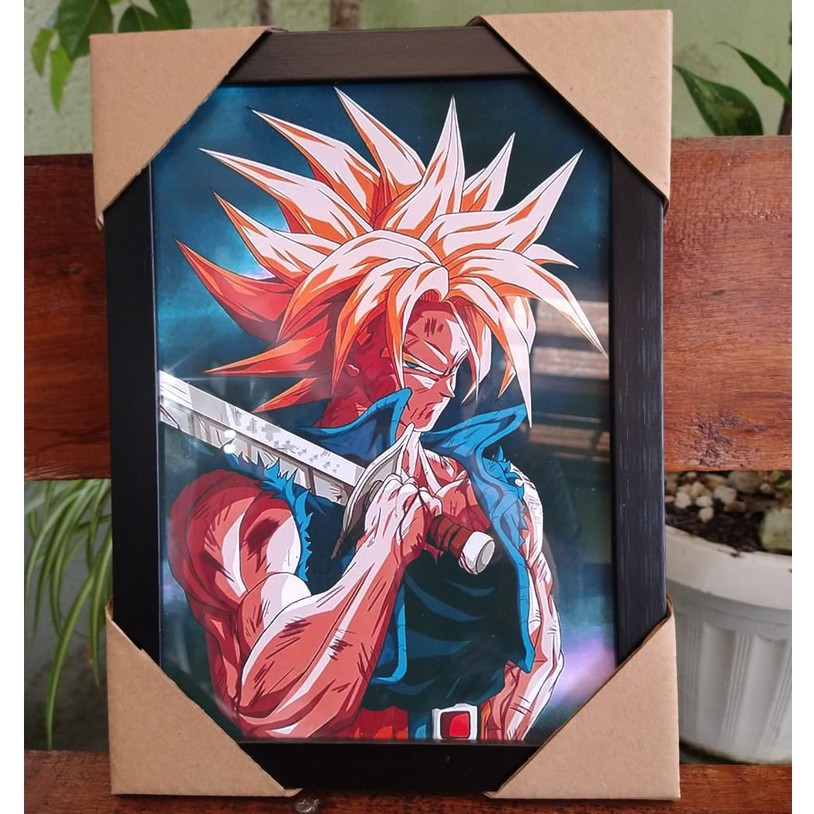 Quadro decorativo emoldurado Dragon Ball Z Goku Anime Desenho para