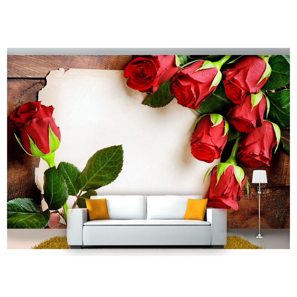 papel de parede Flores Rosas Romantico 3D 6m² NFL215