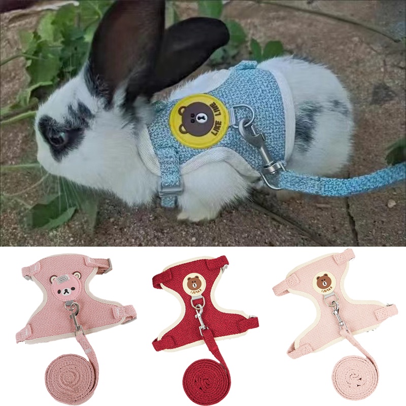 Impressão Dos Desenhos Animados Do Gato Coelho Arnês E Trela Set Coelhos Pet Acessórios Bunnies Colete Roupas lapin