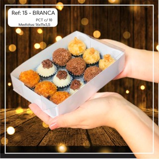 10 ~50 Caixas Embalagem 12 Doces Com Visor em  Acetato BRANCA 16x11x3,5 - Ref. 15 ( Chocobraz )// em Oferta na Shopee