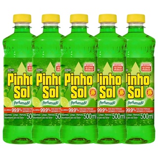 Kit Desinfetante Pinho Sol Limão 500mL com 5 unidades em Oferta na Shopee