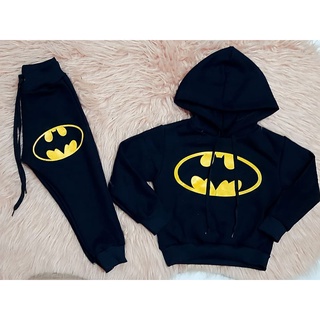 Conjunto Infantil Batman de Frio Moda Inverno Casaco e Calça Moletom