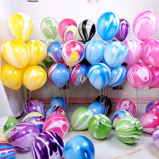 Suprimentos de decoração de casamento para festa de aniversário de balão de látex de ágata colorida de 10 polegadas
