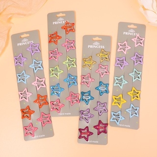 10 Pçs/Set Cor Sólida Estrela Grampos De Cabelo BB Para Crianças Meninas Liga Barrettes Bonito Glitter Pinos Headwear Acessórios O