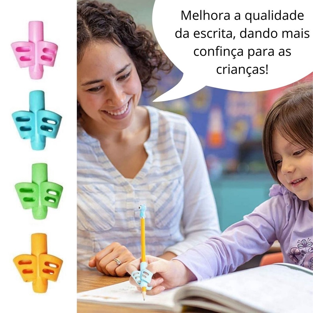 Adaptador Lápis Apoio Escrita Corretor Silicone Ergonômico