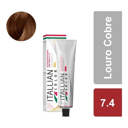 Coloraçao Itallian Color Professional 7.4  Louro Cobre tubo 60 Gr