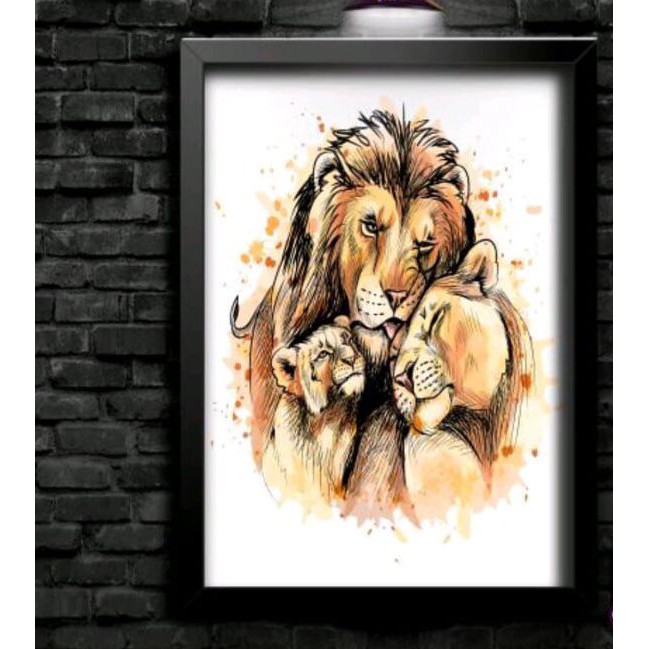 Quadro Decorativo De Animal - Leão - Família De Leão - Mais Vendido - Leao - Animal - Selvagem