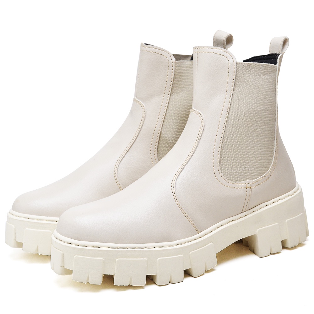 Bota Coturno Dubuy Feminina Tratorada Chelsea Off White Drop 1504FG em Oferta na Shopee