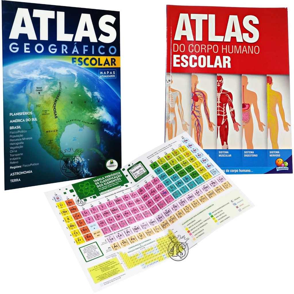 Atlas Geografico Escolar Mapas Tabela Periodica Pequena Atlas Corpo Humano Anatomia