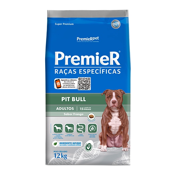 Ração Premier Raças Específicas Pit Bull para Cães Adultos - 12Kg