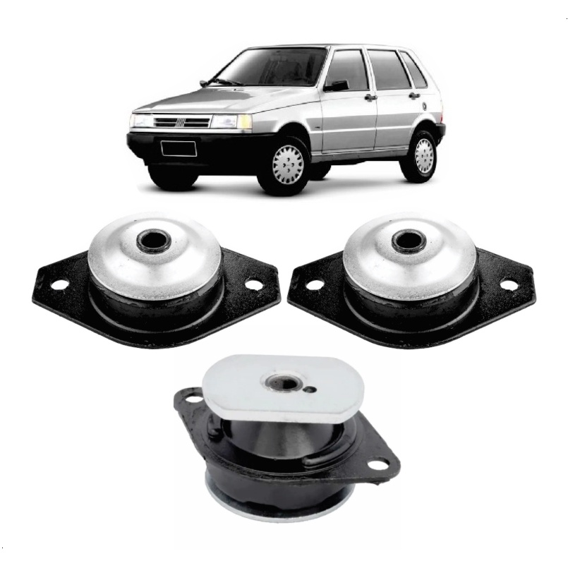 Kit 3 Coxim Calço Motor E Câmbio Uno Mille 1.0 1.5 Premio Elba Fiasa