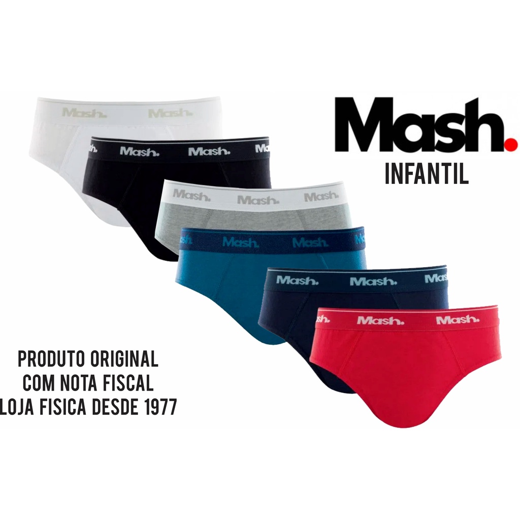Kit 6 Cuecas Slip Infantil Juvenil Mash Algodão - Original em Oferta na Shopee