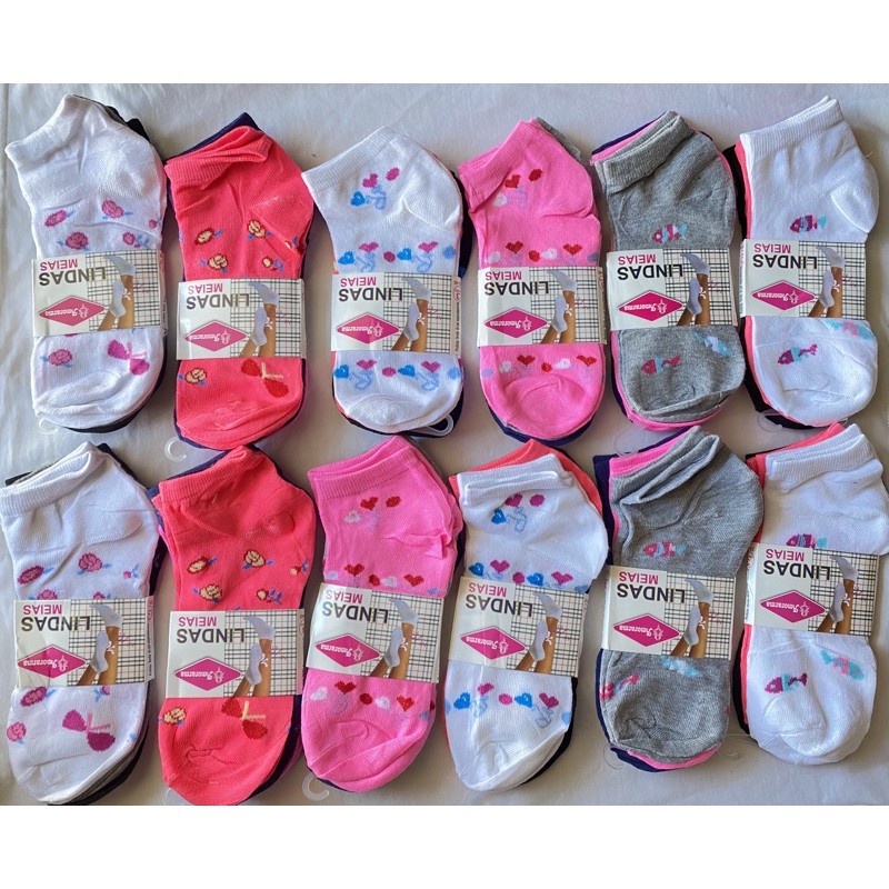 Kit 12 Pares Meias Feminina Soquete Cores Fofas 35-40