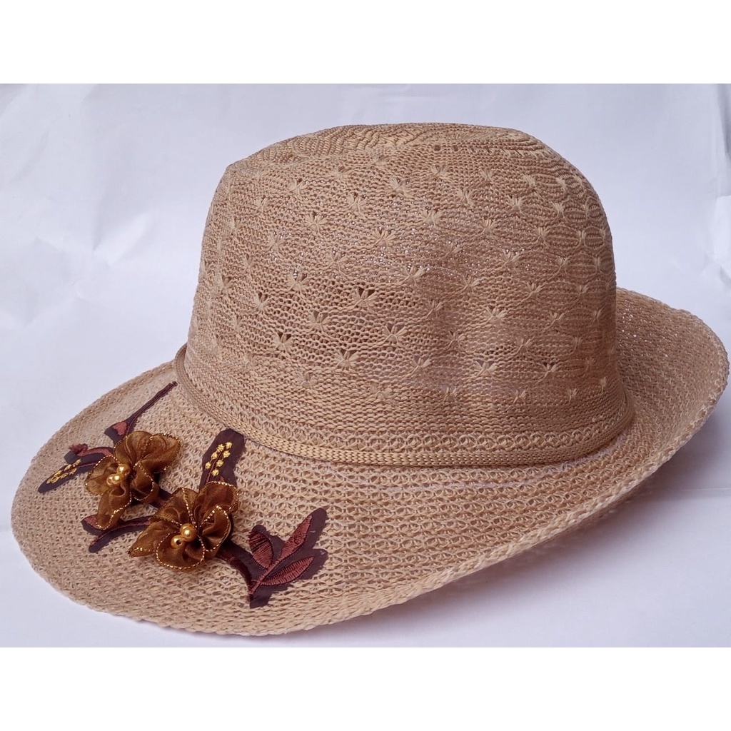 Chapéu Feminino Sombreiro De Praia Verão C/ Detalhe Em Flor Adulto